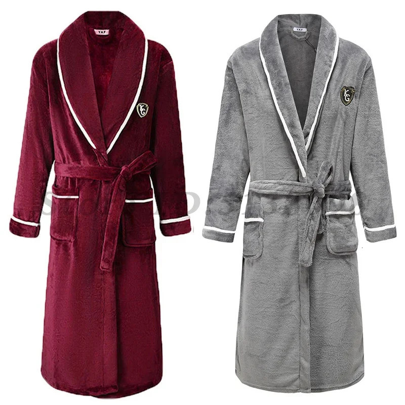 Winter Coral Fleece Sleepwear Couples Sleeping Robe Womens Home Clothes Bathrobe Mens Oversize Flannel Thickened Yukata 251106