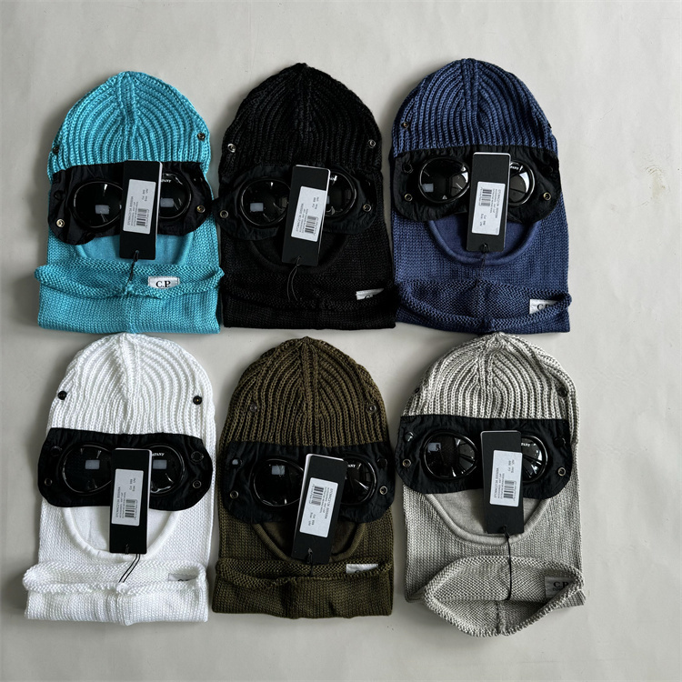 Gorros de punto CP para hombre de 6 colores, gafas, gorro con letras, lentes dobles, conjunto para exteriores, sombrero deportivo con visera