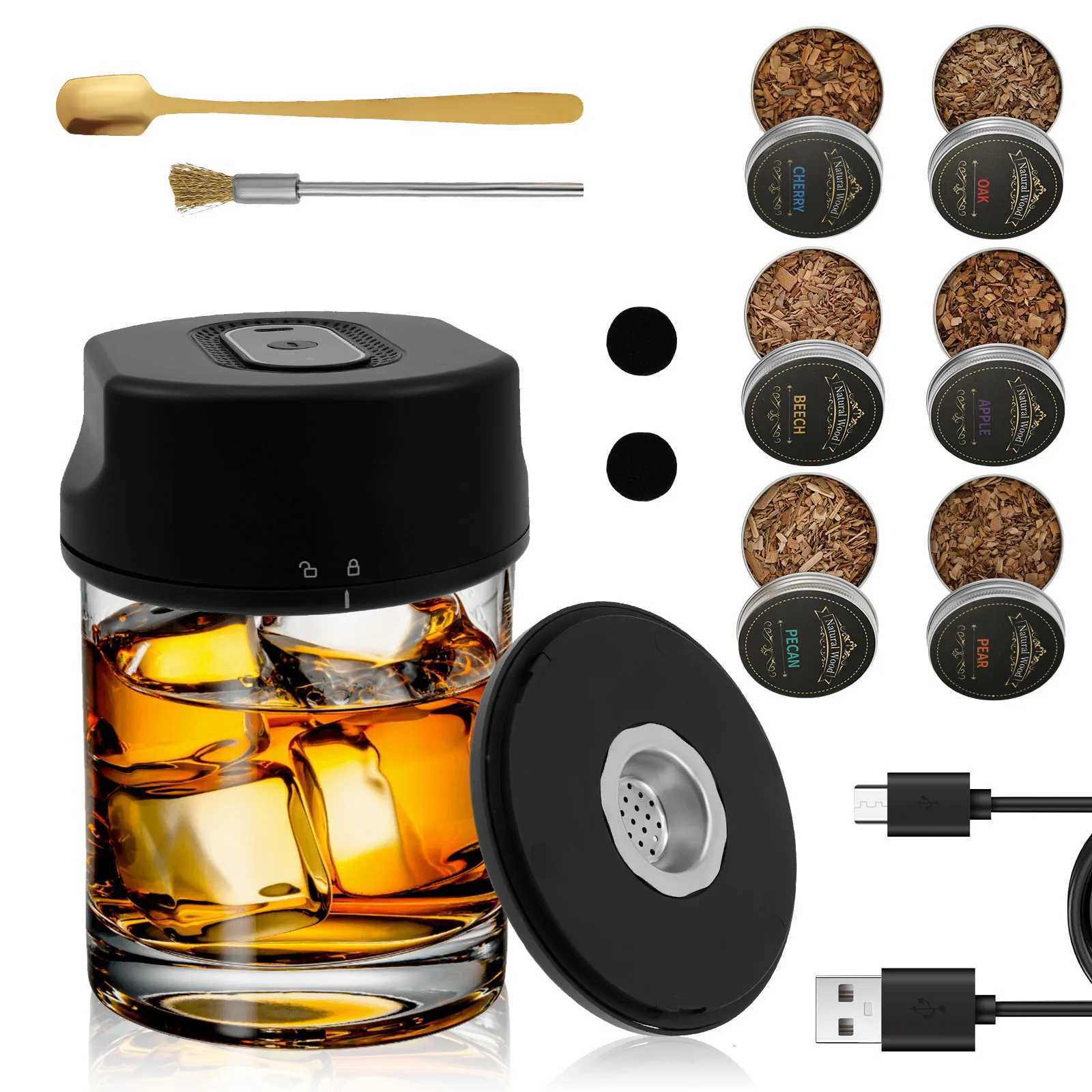 Electric Whiskey Smoker Kit with 6 Flavors Wood Chips Rechargeable Cocktail Smoker Kit No Butane Needed for Men Dad Husband Y251107-image-1083601910