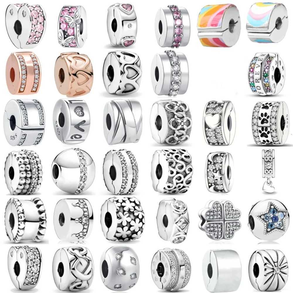New S925 Silver Zircon Butterfly Clip Moon Star Heart Charm Clip Bead Suitable for Original Bracelet DIY Fashion Womens JewelryXJ251107-image-1083669835