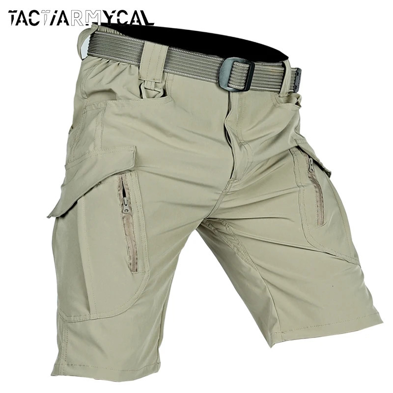 Summer mens cargo shorts quick drying tactical multi pocket outdoor hunting fishing knee length Trouser 250322Z