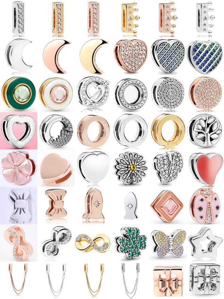 Nouveau clip de bijoux européen perles fixes marguerite arc clip plat réfléchissant charme ajustement bracelet plat original bijoux à bricoler so