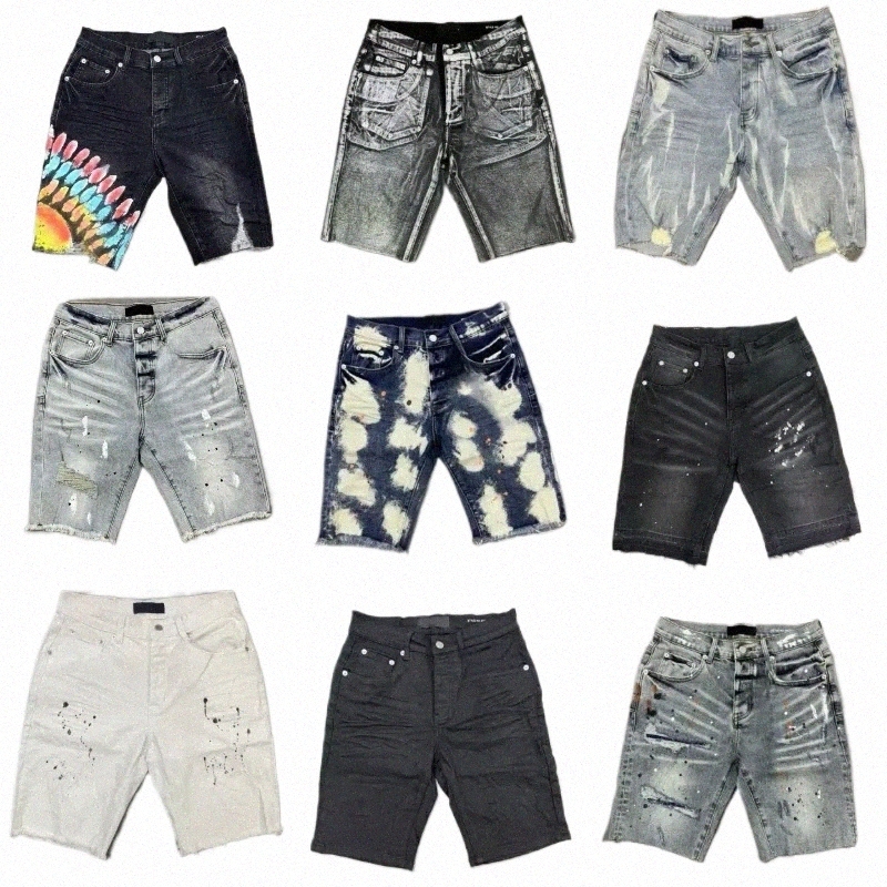 shorts men 2025 Designer Mens Jeans Shorts Hip Hop Casual short Knee lenght jean clothing Aisan Size high quality button loose