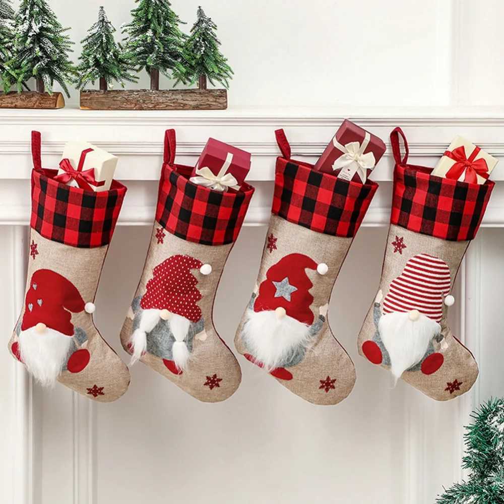 Christmas Sock Kids Candy Bag Gift Santa Claus Snowman Socks Xmas Tree Ornament Christmas Stocking Decoration H251107-image-1083628719
