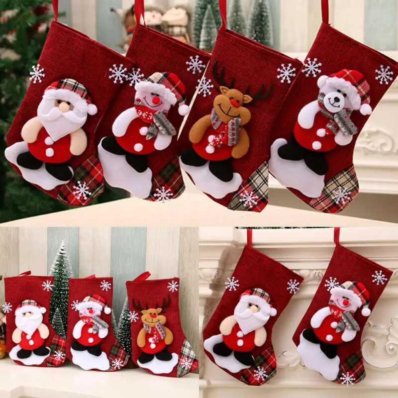New Christmas Gift Stockings Santa Elk Fabric Gift Socks Christmas Lovely Bag for Children Fireplace Tree Christmas Decoration H251107-image-1083627892