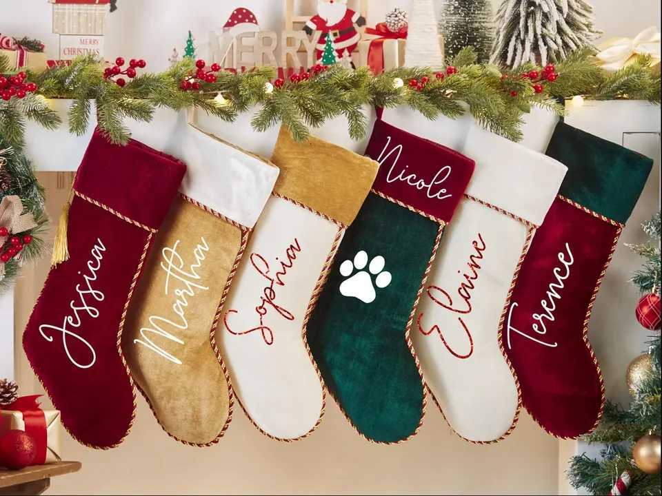 Personali Christmas Stockings Velvet with Tassel Cust Matching Stocking for Family Monogram Stockings ic Stockings H251107-image-1083628416