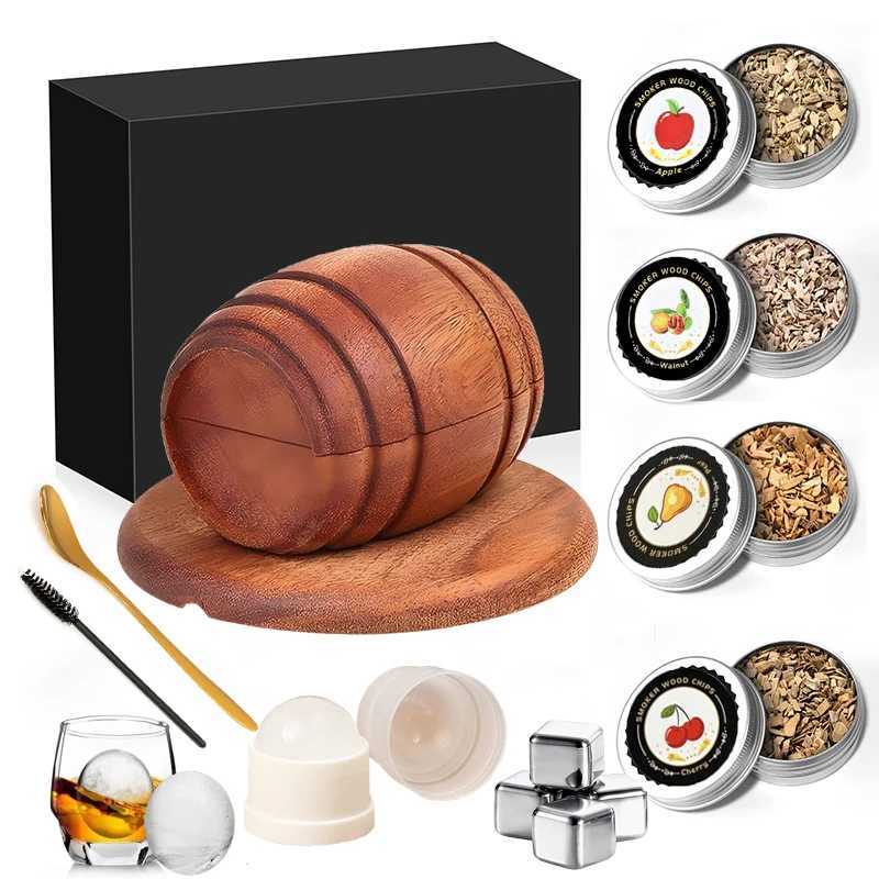 Cocktail Smoker Kit with Apple ry Oak Pecan Wood Chips Whiskey Wooden Smoked Wood Hood Smoker for Bar Drinks Kitchen Tools Y251107-image-1083601564