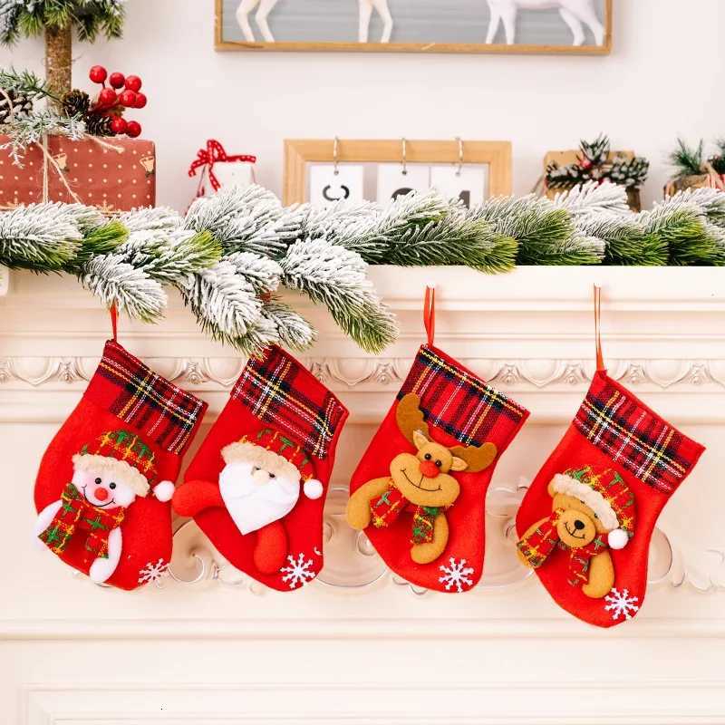 Merry Christmas Socks Christmas Tree Ornaments Sack Xmas Gift Candy Bag Cute Fabrics with Mtiple Styles To Choose Fr H251107-image-1083627971