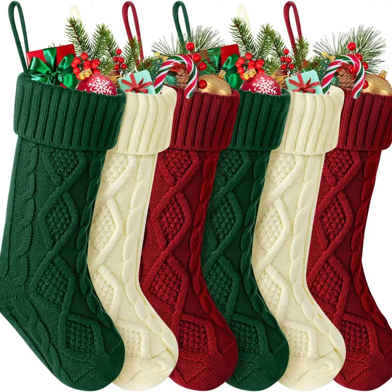 Christmas Stockings For Kids Large Size Cable Knit Stocking Christmas Decorations For Family Party H251107-image-1083628189