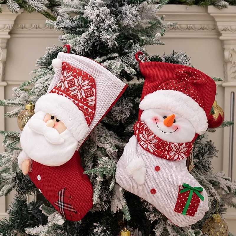 New Fashion Christmas High-end Knitted Christmas Socks Old Man Shape Gift Bag Big Socks Holiday Gift Socks Knitted Snowman Socks H251107-image-1083628961