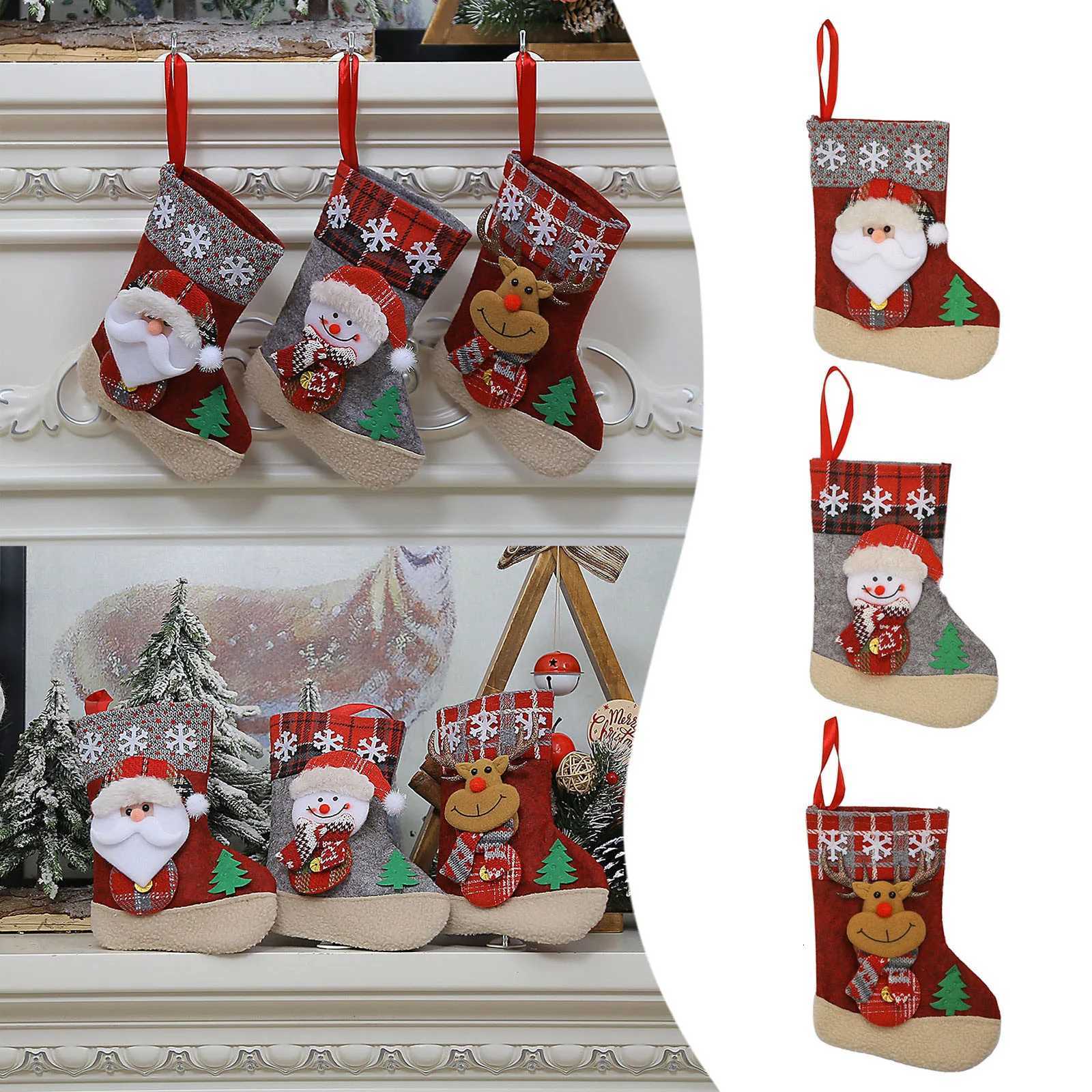 Christmas Stocking Socks Snowman Santa Elk Xmas Fireplace Ornaments Christmas Stockings Gift Bags For Christmas Party Tree Decor H251107-image-1083628032