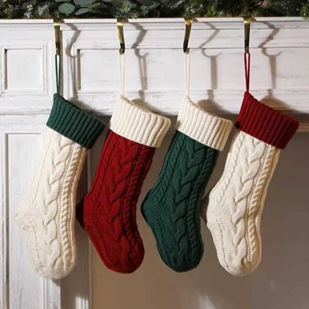 2026Nanou Christmas Stockings 18 Knitted Christmas Socks Family Holiday Decorations Great Big Stockings for Gift to Family H251107-image-1083630564