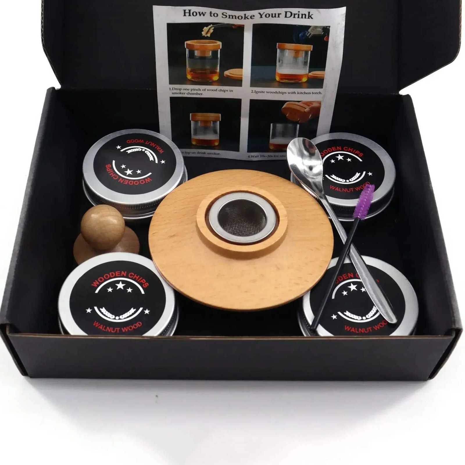 Wooden Cocktail Smoker Kit Smoke Cover Filter Bar Wine Mixing Cover Tool for Drinks Kitchen Bar Accessories Tools Bar Cocktail Y251107-image-1083604062