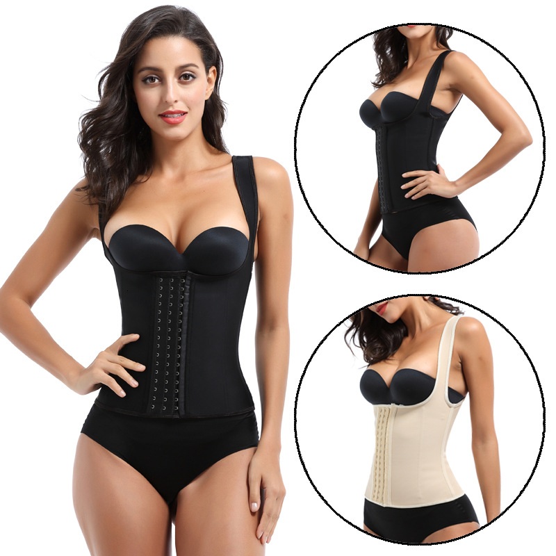 Latex Waist Trimmer Corset Cincher Body Sculpting & Slimming Abdomen Tummy Control Shapewear with Shoulder Straps 3 Layers 9 Steel Bones Body Sha-image-617950523