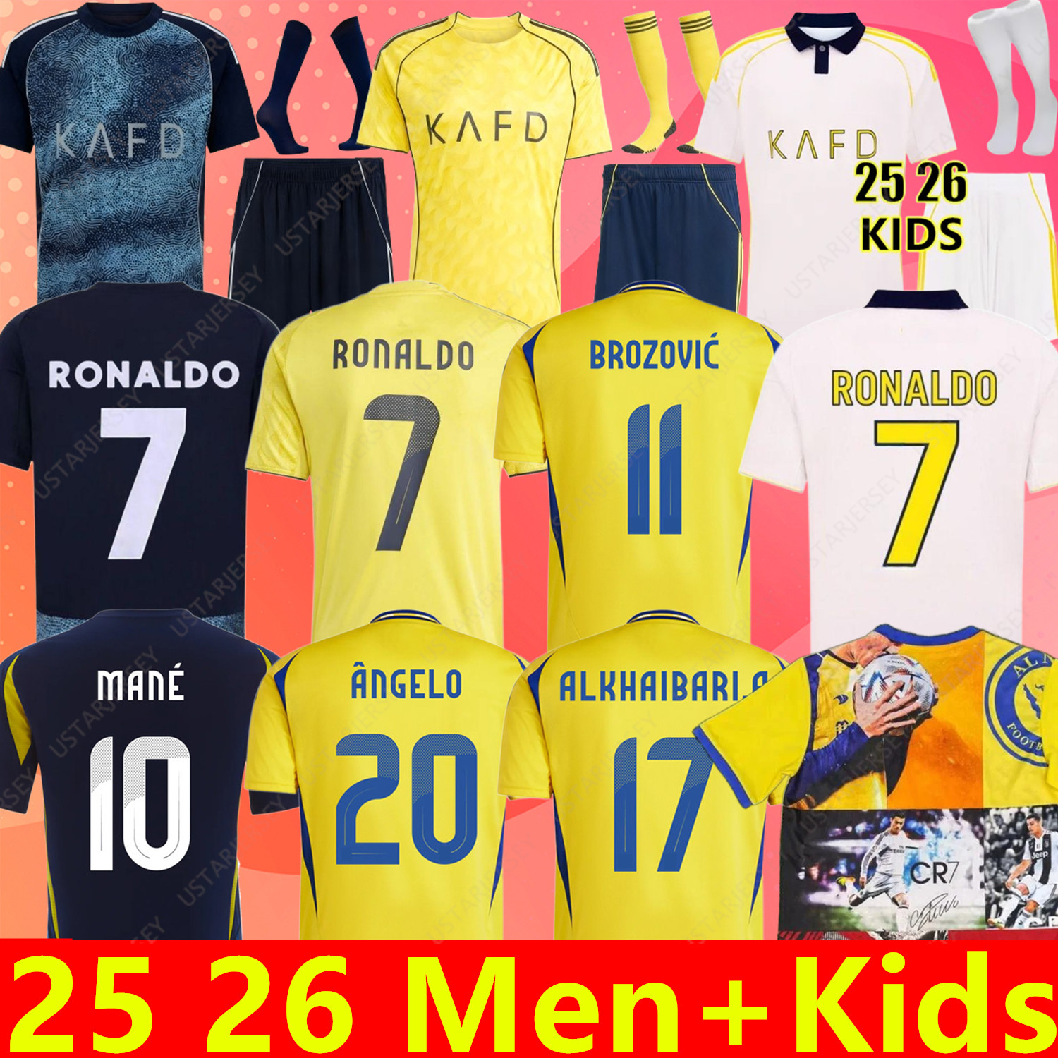 25 26 Al Nassr FC soccer Jerseys Ronaldo MANE BROZOVIC 2025 2026 Home away CR7 kids kit Martinez Talisca Ghislain Konan OTAVIO Vincent Aboubakar-image-908452458