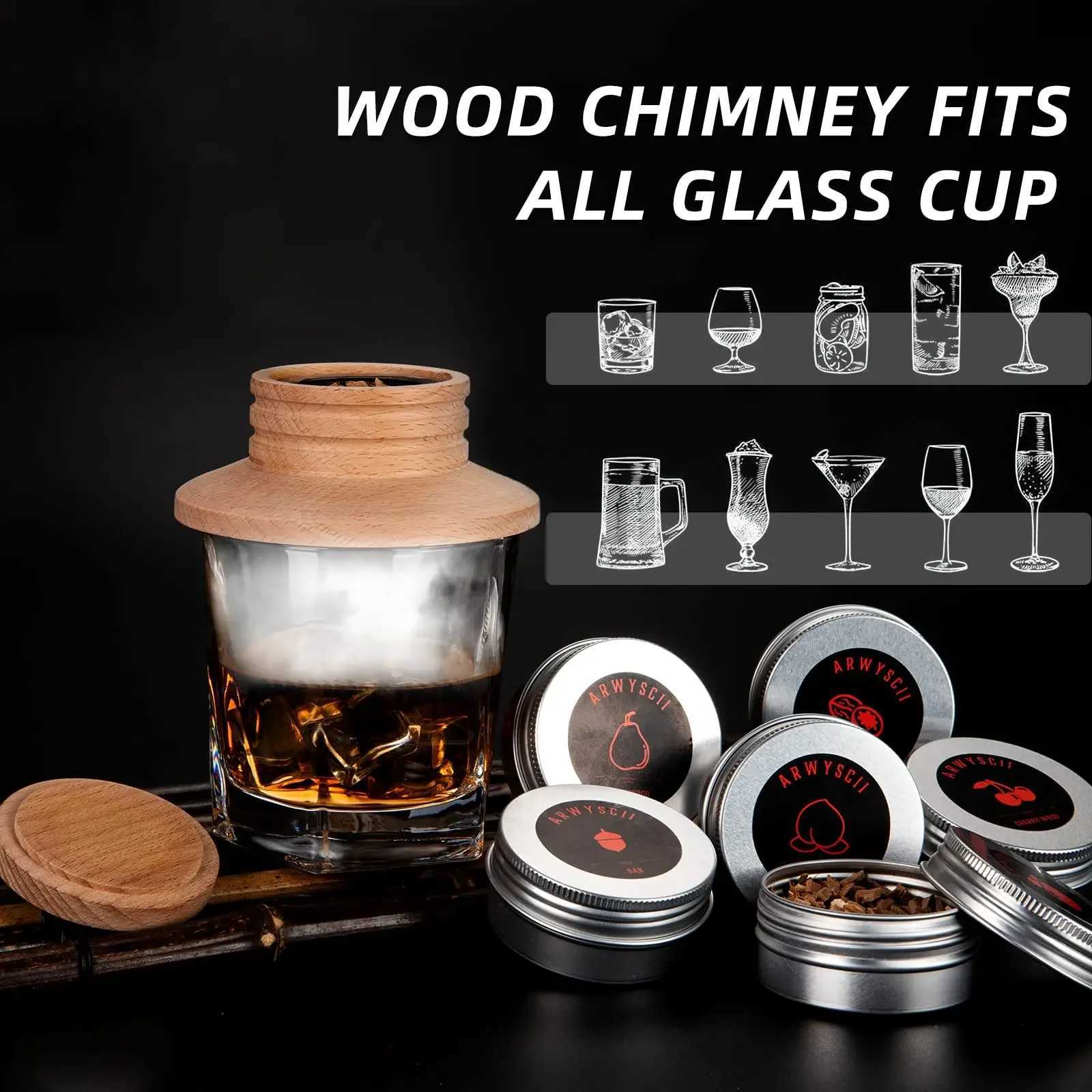 Wooden Smoker Cocktail Smoker Kit Whiskey Wooden Smoked Wood Hood Smoker for Drinks Kitchen Bar Accessories Tools Bar Tools Y251107-image-1083601269