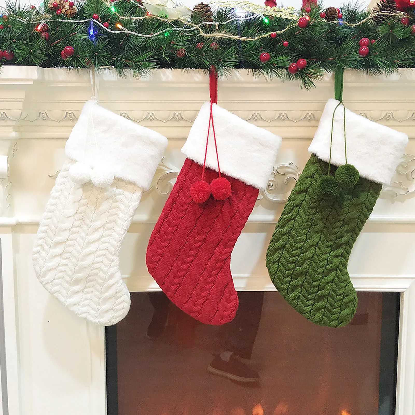 Xmas Stocking Large Capacity Mtifunctional Knitted Holiday Party Hanging Stocking for Decoration H251107-image-1083630163