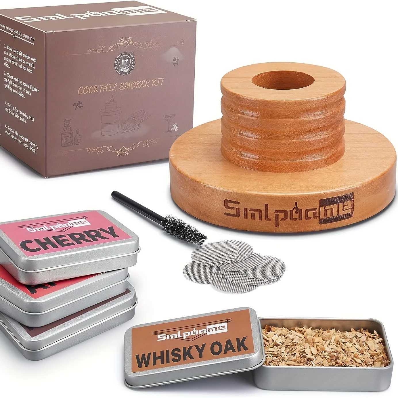 Premium Old Fashio Smoker Kit for Bourbon Whiskey Cocktails - 4 Wood Chips Infuser Set He Bar Gift Y251107-image-1083601060
