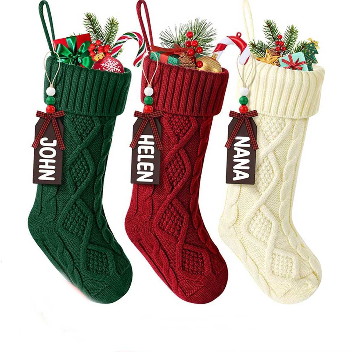 Cable Knit Christmas Stocking Xmas Fireplace Hanging Socks Merry Christmas Gift Bag Feliz Navidad Happy New Year 2026 H251107-image-1083629755