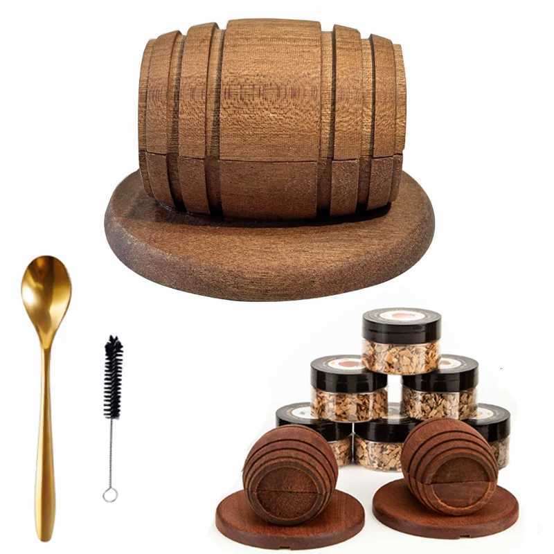 Fashion Cocktail Smoker Set Wooden Smoked Wood Hood Cocktails Infuser Kit Whiskey Smoking Wood Chips Box Bar Accessories Y251107-image-1083605531