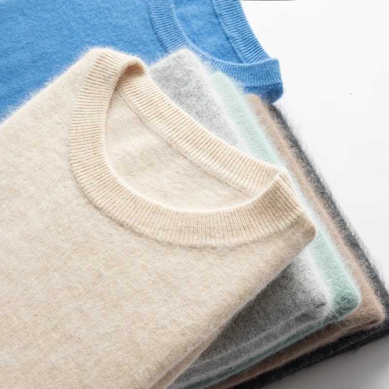 Mens Round-Neck Pullover 100 Pure Mink Cashmere Sweater for Autumn and Winter Mens Large-Sized Loose Casual High-End JumperXJ251107