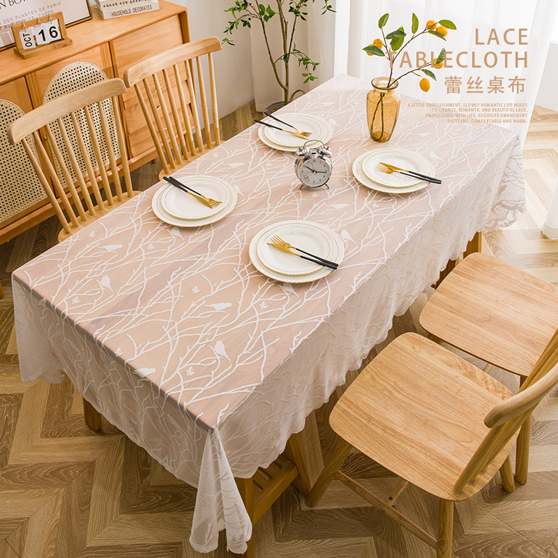 Lace openwork country-style rectangular tablecloth for tables, chairs, picnic tablecloth, and tabletop W88F01-image-1083614497