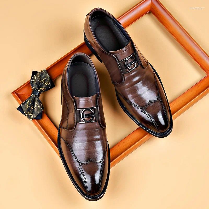 Chaussures habillées hommes chaussures formelles sapato social masculino cuir brun marron élégant combinaison de costume