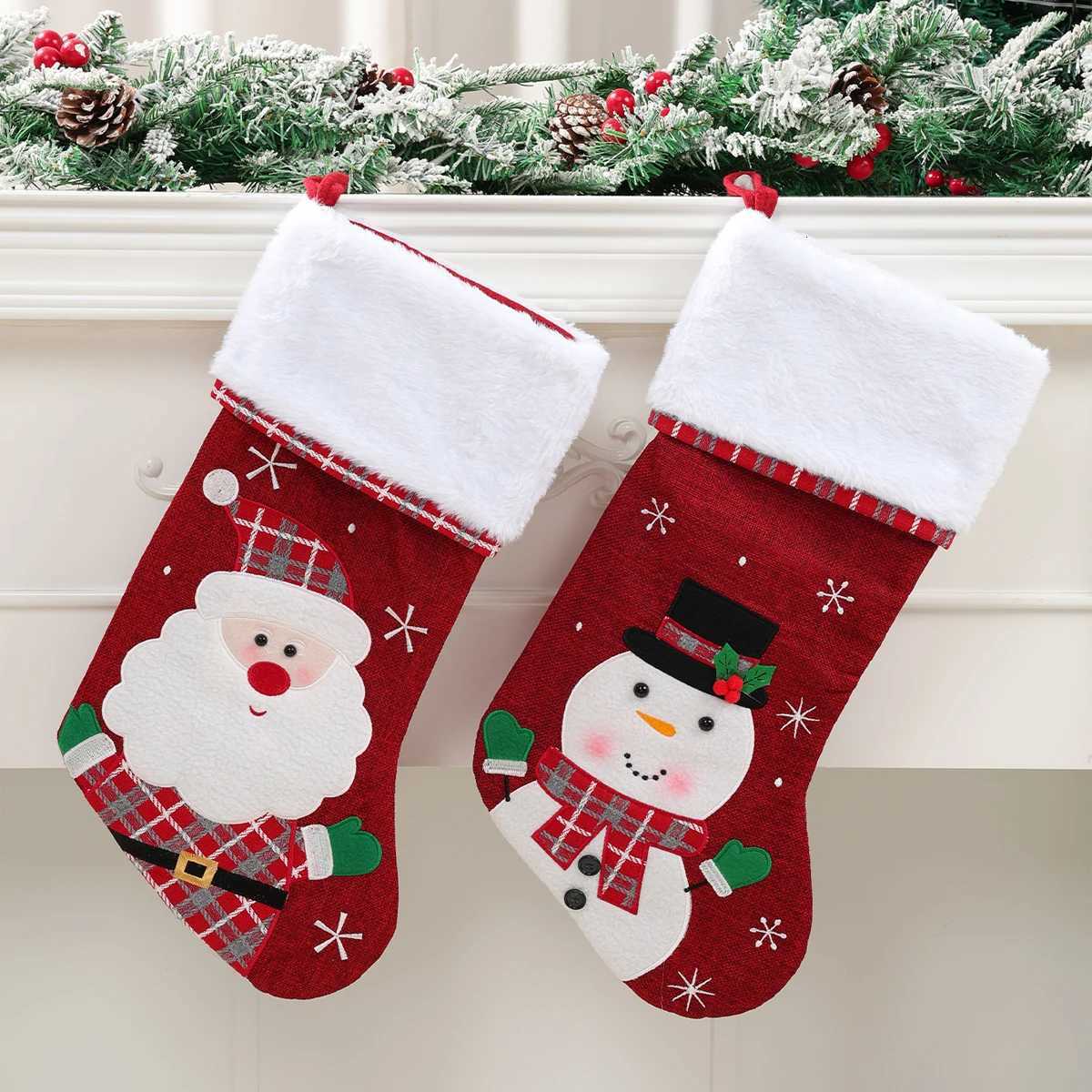 Embroidered Christmas Sock Merry Christmas Decoration for He 2025 Pendant Xmas Ornaments Navidad Natal New Year Gift 2026 H251107-image-1083629824