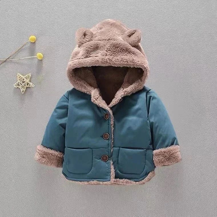 w647 OLEKID Autumn Winter Baby Fleece Jacket Cartoon Hooded Plus Velvet Infant Boys Coat born Girls Outerwear Toddler Parka-image-1083585929