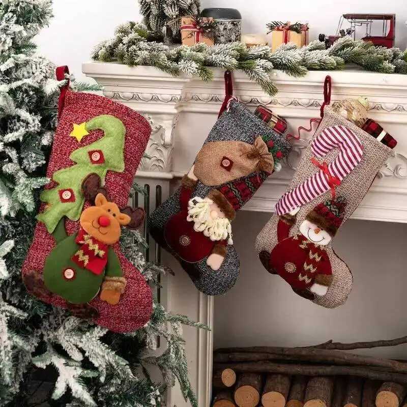 Christmas Stocking Cartoon Santa Claus Snowman Large Christmas Socks New Year Candy Gift Bags Christmas Tree Pendant He Decor H251107-image-1083628464