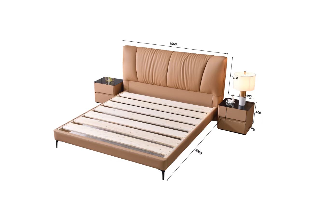 Real Wood Framed Eco-Leather Plush Twin Mattress for Master Bedroom-image-1083577287