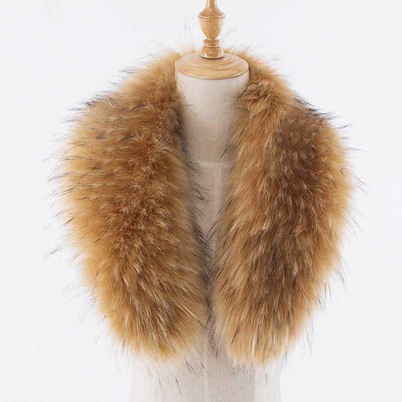 Faux fur collar for winter coats; fox and raccoon fur trim for down jackets L251107
