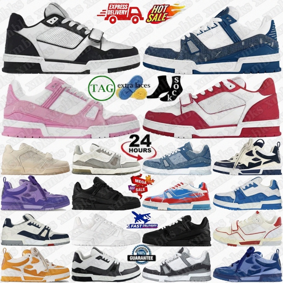 Designer Trainer Sneakers Shoes Trainers Strap Embossed Monogram Denim Low White Black Green Sneaker Platform Calfskin Blue Leather Mens Womens S-image-901720900