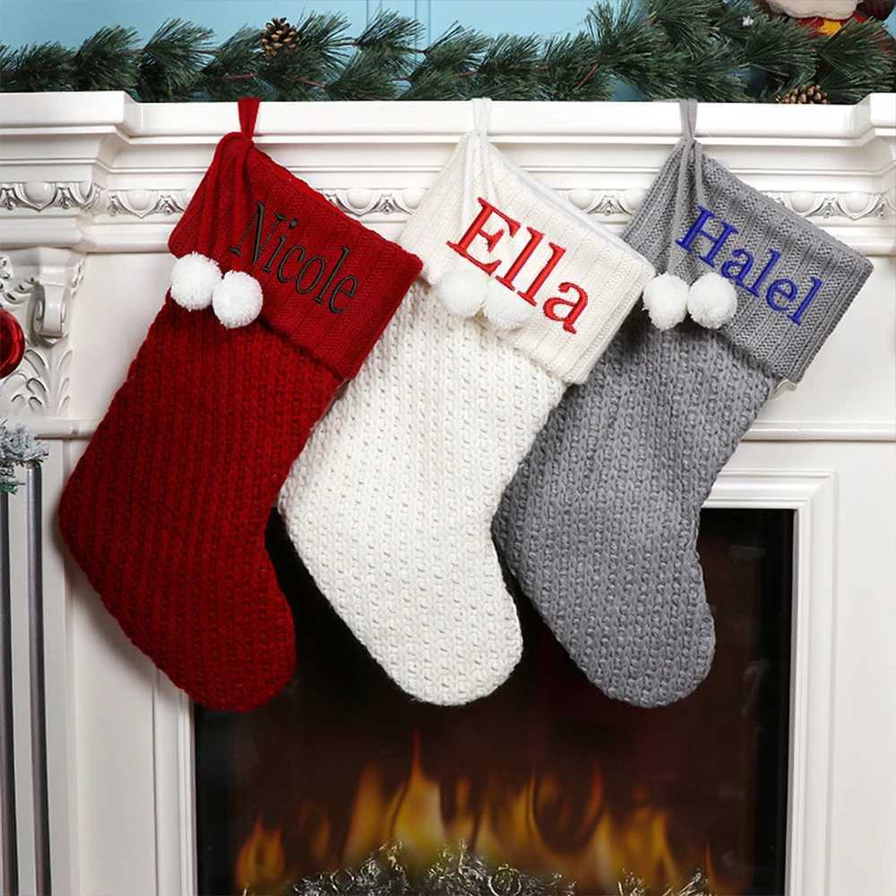 Personali Name Christmas Stockings Monogrammed Christmas Decoration Socks Cust Embroidery Name Stocking Knit Christmas Gift H251107-image-1083628660