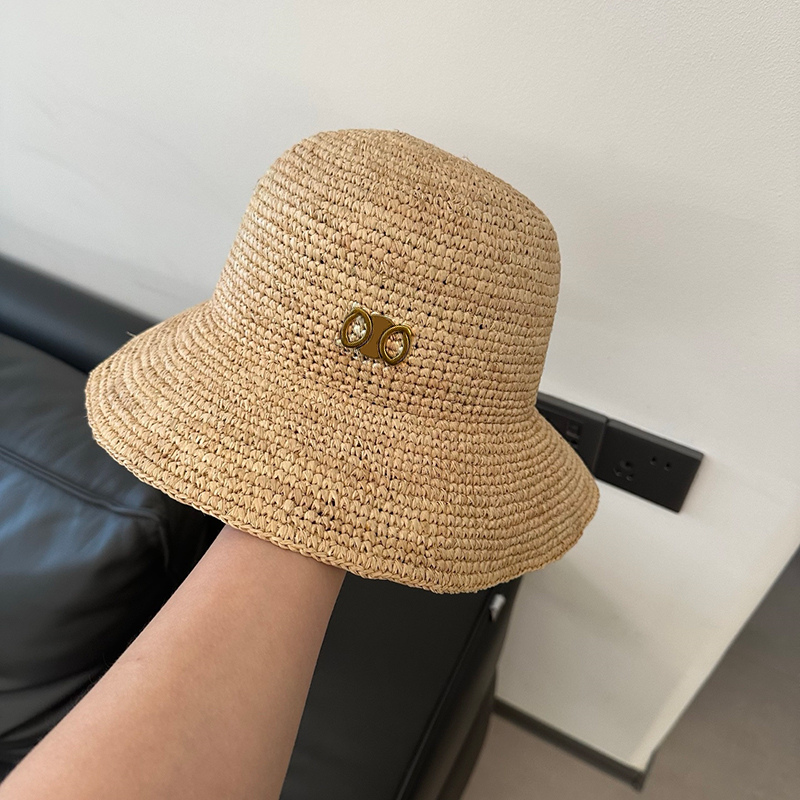 Portable Foldable Straw Hats Designer Casual Bucket Hats Summer Vacation Beach Crochet Hats