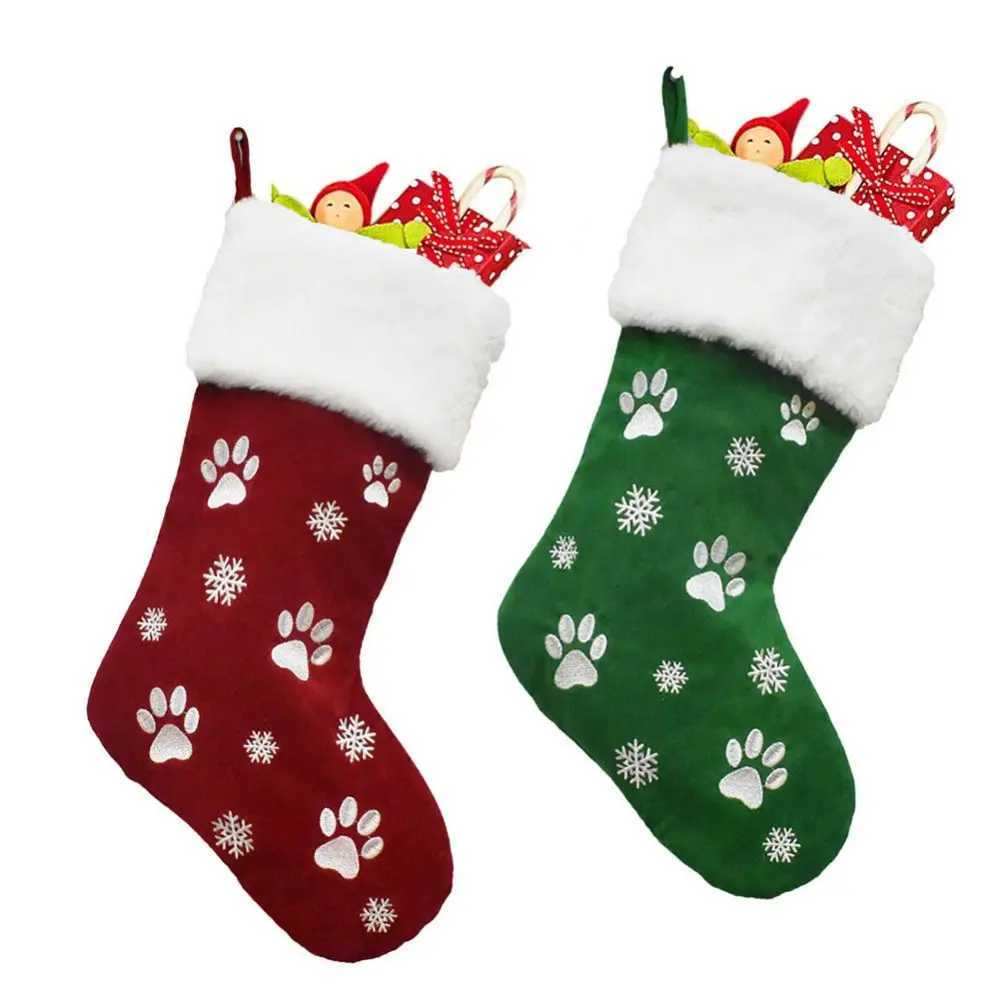 Christmas Ornaments Socks Dog Cat Pendants XMAS Fur Collar Latt Socks Christmas Tree Decorations Navidad Wholes 2025 H251107-image-1083627352