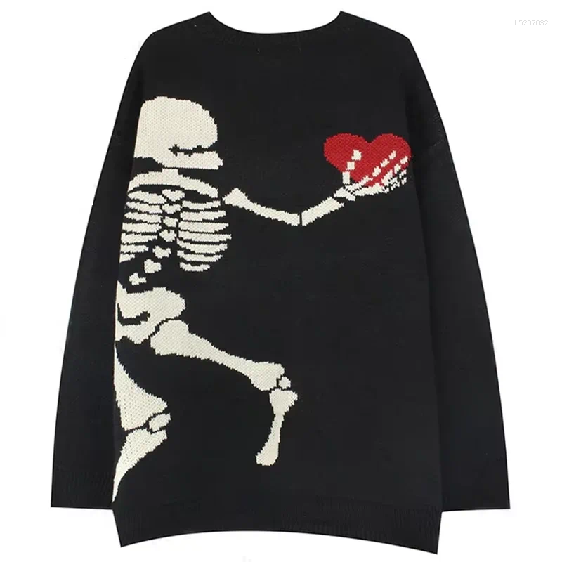 Mens Sweaters Love Skull Sweater Male Knitwear Wool Soft Comfortable Pullover Knit Winter Clothing Y2k Hip Hop Oversize