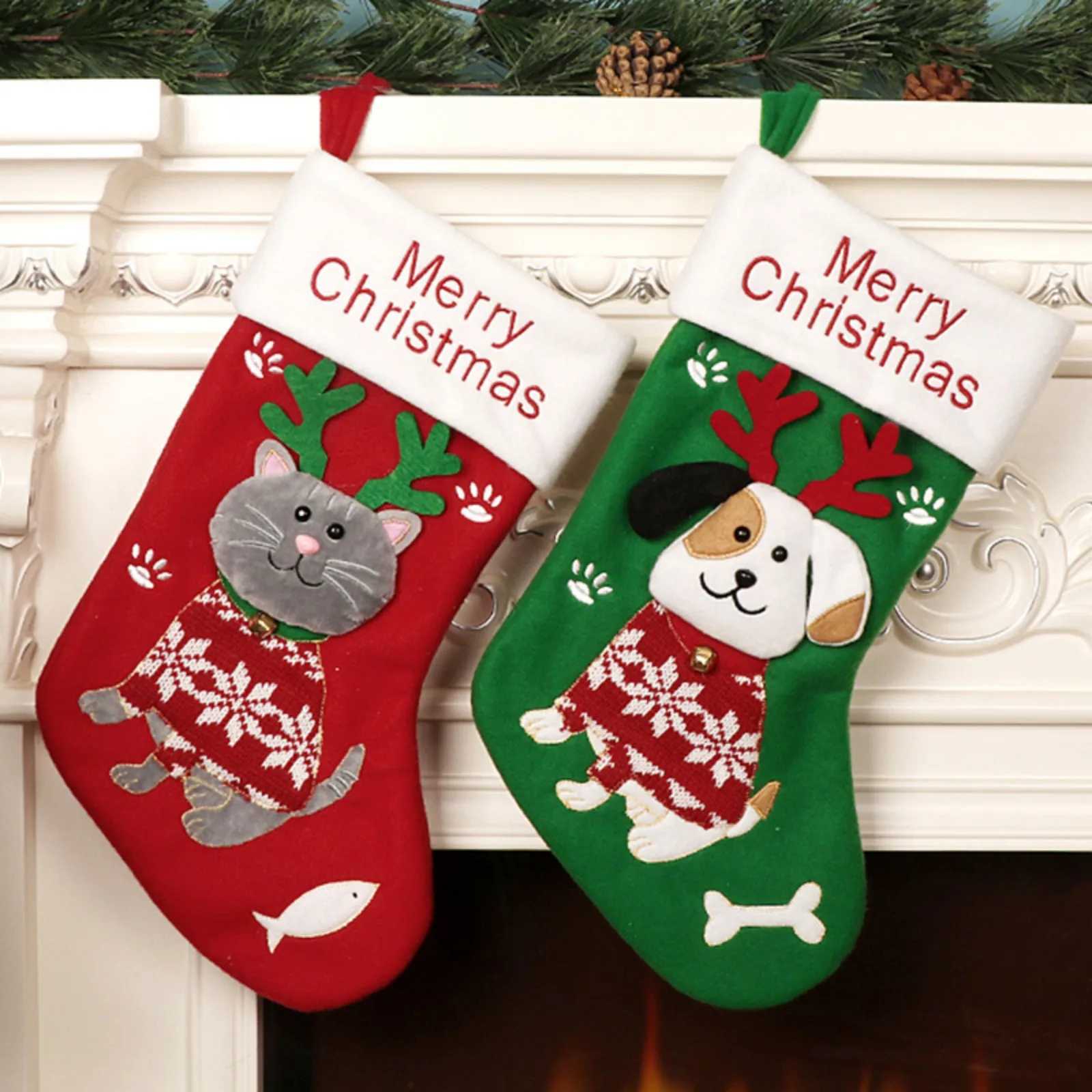 Christmas Stockings Cute Dog Cartoon Christmas Stockings Candy Gift Socks Christmas Decorations Christmas Tree Ornaments H251107-image-1083629068