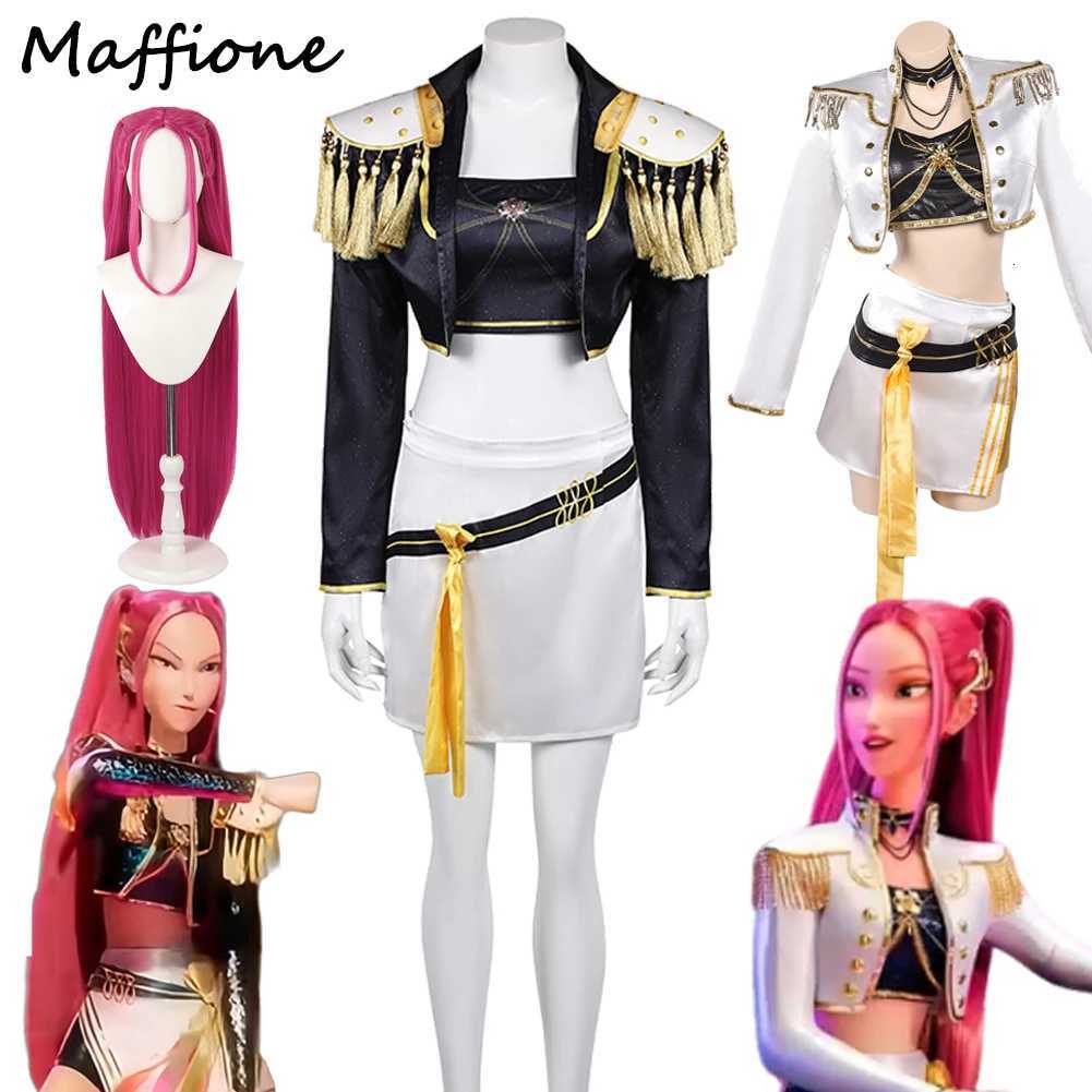 Demon Hunter Of Kpop Mira Cosplay Girls Team Uniform Costume Women Roleplay Red Wigs Earrings Set Fantasia Dress Halloween Suits W251107-image-1105813294