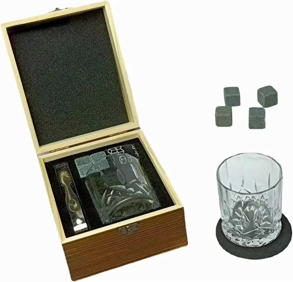 Whiskey Set Cube Stones with Luxury Wooden Box Y251107-image-1083603188