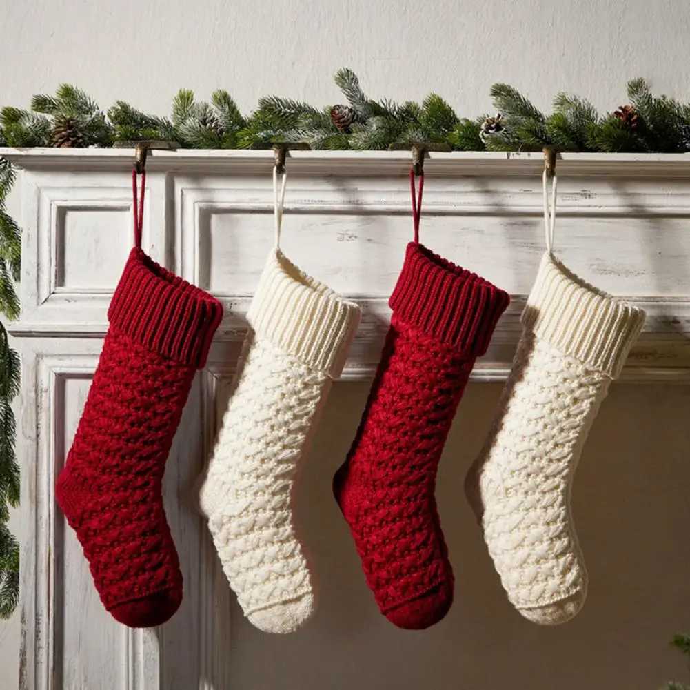 Durable Holiday Stockings Knitted Christmas Stockings for Holiday He Decor Festive Fireplace Hanging Decoration for Xmas Party H251107-image-1083628854