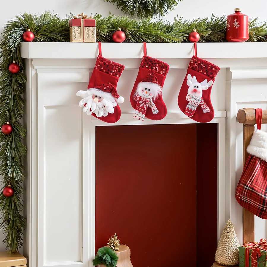 3pcs Christmas Decorations Candy Socks Embroidery Old Man Christmas Stockings Christmas Children Gift Stockings Gift Bag Pendant H251107-image-1083628072