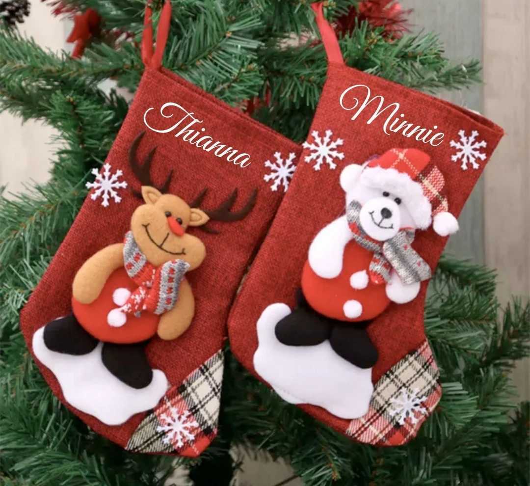 Kids Stocking Personali Kids Christmas Stocking Snowman Santa Reindeer Christmas Gift for Kids He Decor H251107-image-1083627605