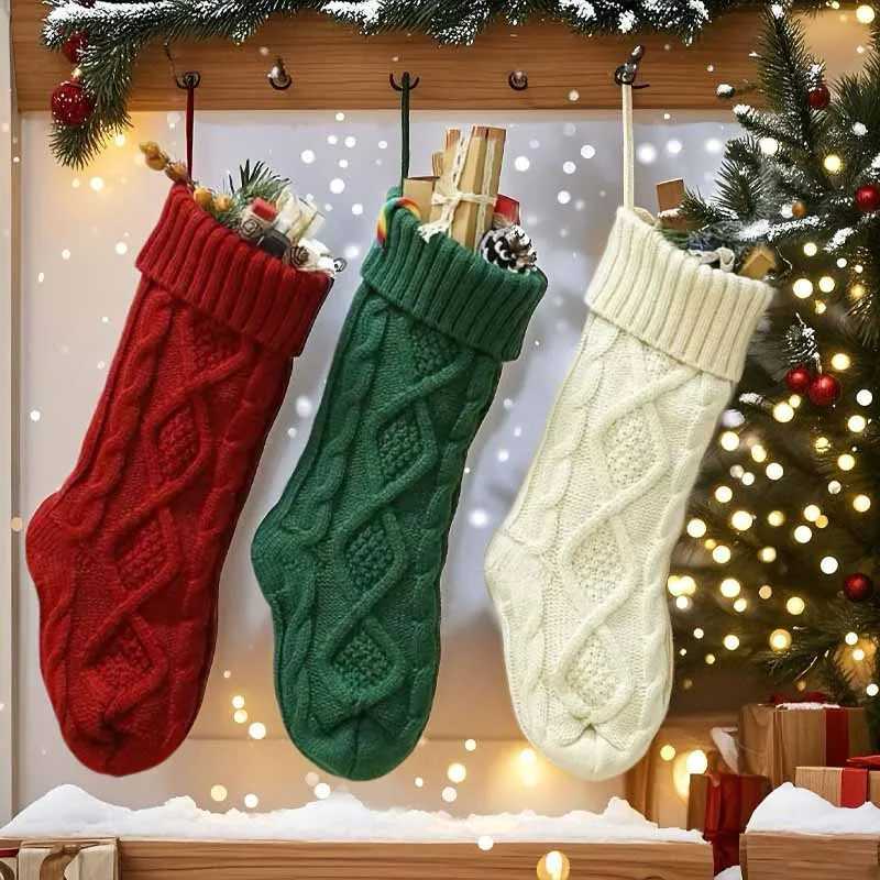 1PC Christmas Socks Set He Wall Decoration Knitted Socks Candy Gift Bag Hanging Accessories Socks Set One piece H251107-image-1083629981