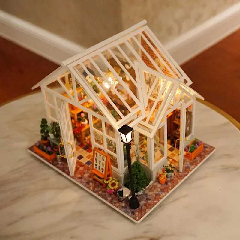 DIY Wooden Flower Garden Cottage Doll Houses Miniature Model Kit Casa Dollhouse with Furniture Lights for Friends Birthday Gifts K251106 K260321-image-1098415987