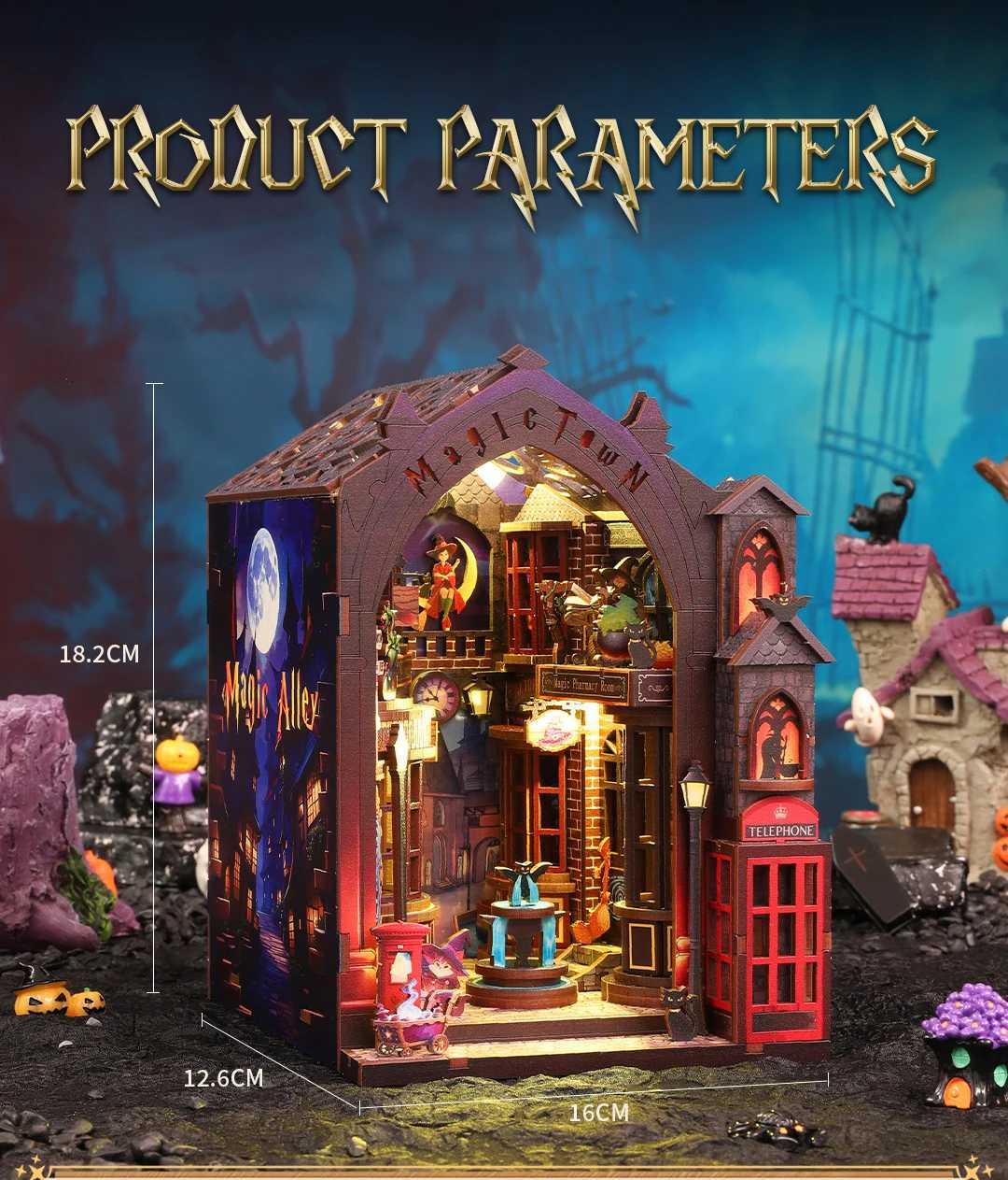 Halloween Gift Diy Wooden Dollhouse Furniture Light Doll House Casa Miniature Kits Accessories Wooden Toys Birthday Gifts K251106 K260321-image-1098415986