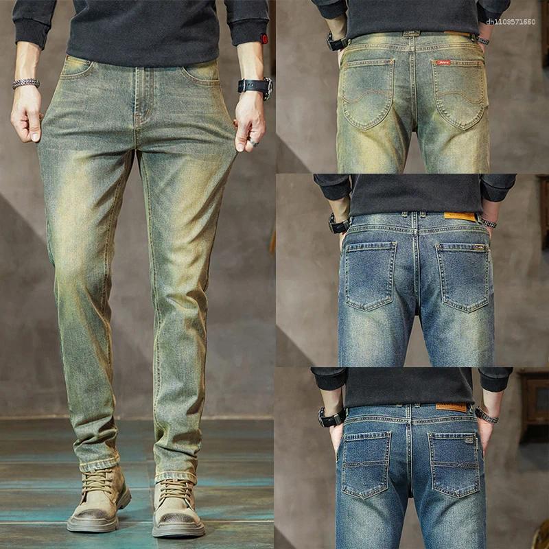 Women's Jeans Mens Jeans Autumn Classic Retro Slim Fit Straightleg Brand American Style Business Casual Cotton Stretch Denim Pants Male