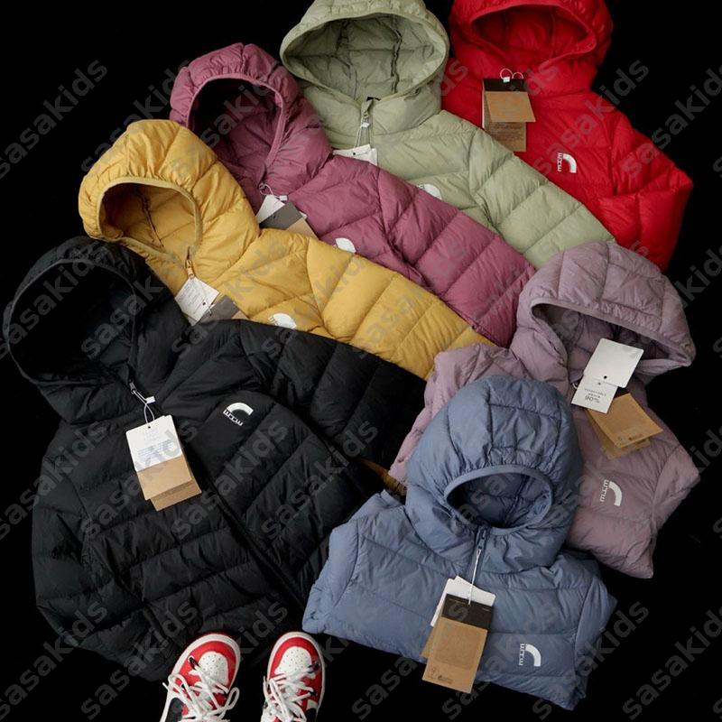 Multi colored childrens lightweight hooded down jacket autumn kids coat winter warmth short coats fashion boys girls jackets 110 160cm CSD2511074 J2