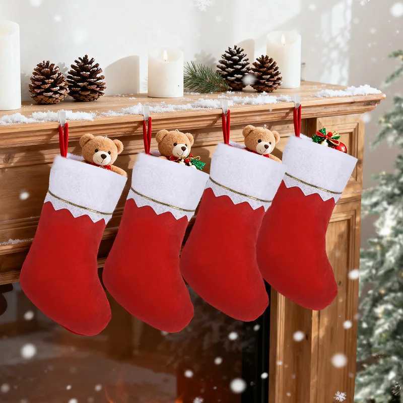 1-6pcs Christmas Stockings Stuffer Xmas Tree He Fireplace Hanging Socks Gift Candy Bag 2026 New Year Party Decoration Supplies H251107-image-1083629440