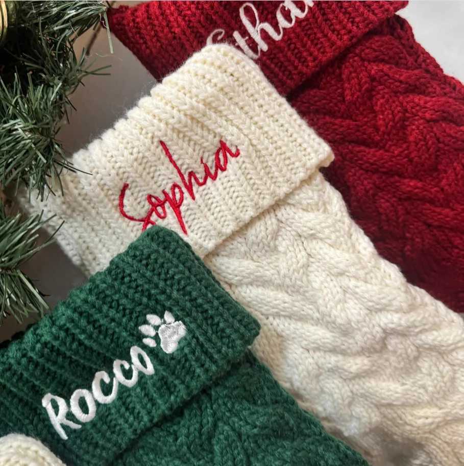Personali Embroidered Family Christmas Stockings Cust Knitted Stockings With Name Monogram Stocking Holiday Decor Gifts H251107-image-1083627287